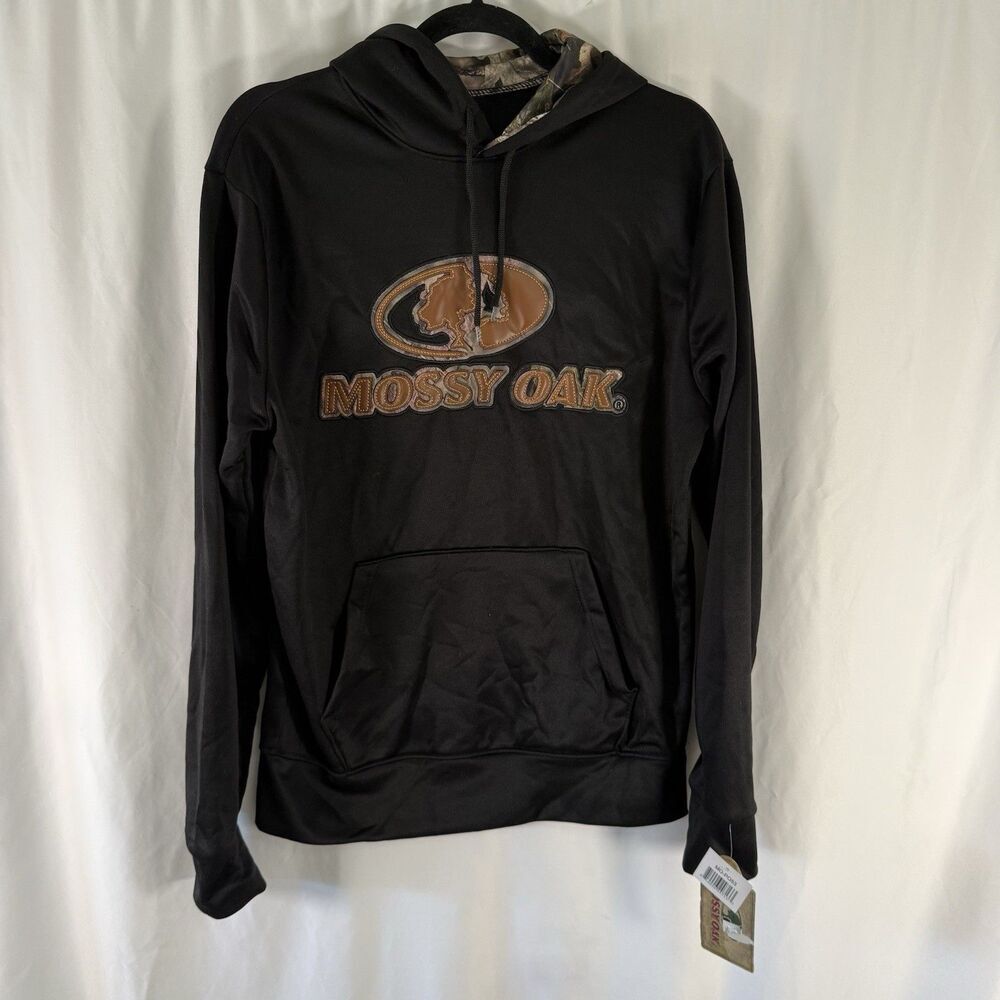 New Mossy Oak Sweatshirt Men's Medium Black Hooded Long Sleeve Pocket